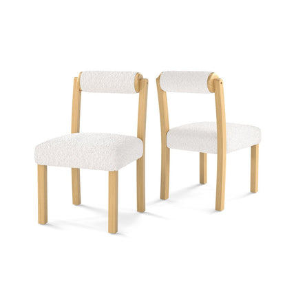 Wooden Dining Chair with Rubber Wood Frame and Cylinder Back Set of 2-White