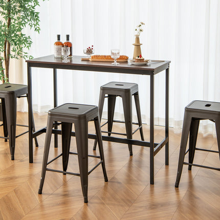 24 Inch Set of 4 Tolix Style Counter Height Barstool Stackable Chair-Black