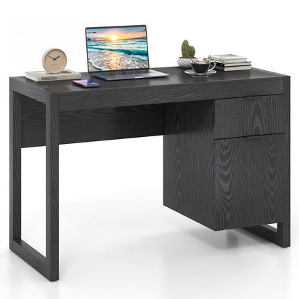 Modern Computer Desk Writing Workstation with Cabinet and Drawer-Black