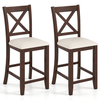 Modern Farmhouse Counter Height Stools with Footrest and Cushion-Walnut