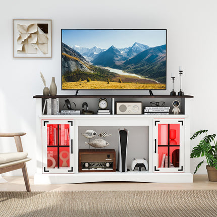 TV Stand with LED Lights and Remote Control-Black