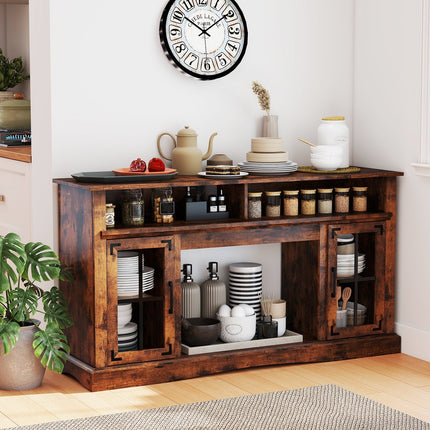 TV Stand with LED Lights and Remote Control-Black