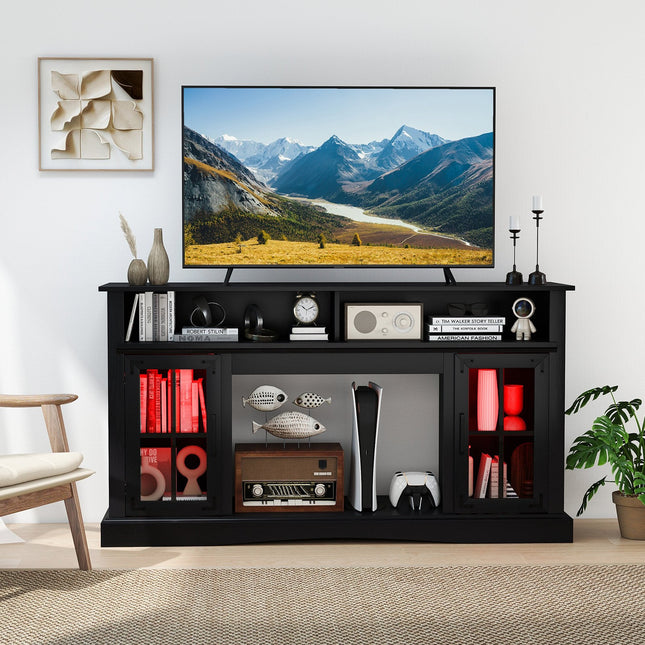 TV Stand with LED Lights and Remote Control-Black