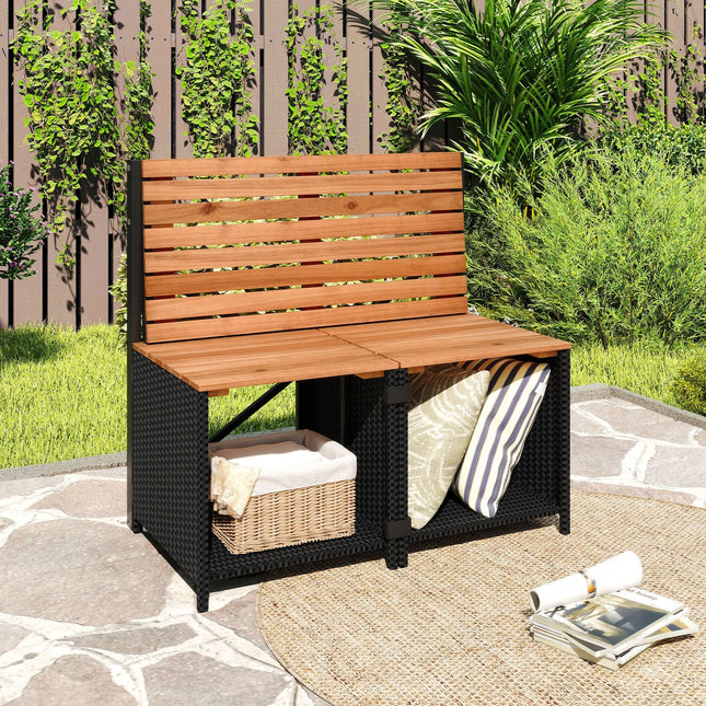 2-in-1 Transforming Picnic Table and Chairs Set with Storage