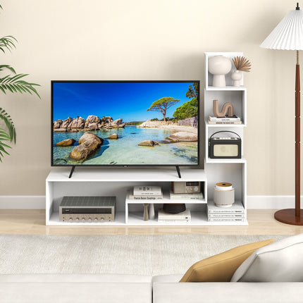 Cube TV Stand for TVs up to 50 Inch Media Console Table with Storage Shelves-Rustic Brown