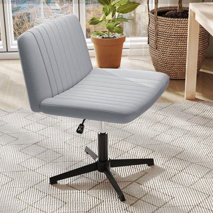 Criss Cross-Legged Swivel Desk Chair No Wheels-Beige