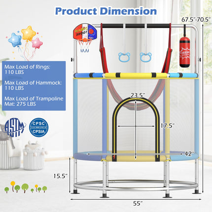 55" Kids Trampoline Gift for for 3-6 Years Old Boys and Girls-Green