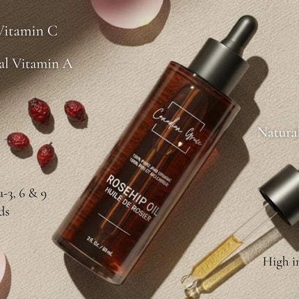 Canadian Grace 100% Organic Rosehip Oil – Cold-Pressed, Pure & Premium for Skin Rejuvenation & Hydration