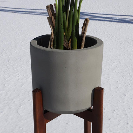 Lori Grey Mid-Century Planter With Wooden Stand