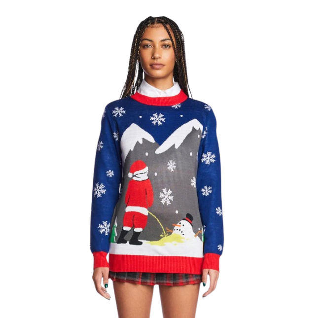 Santa Peeing On Melting Snowman  Sweater