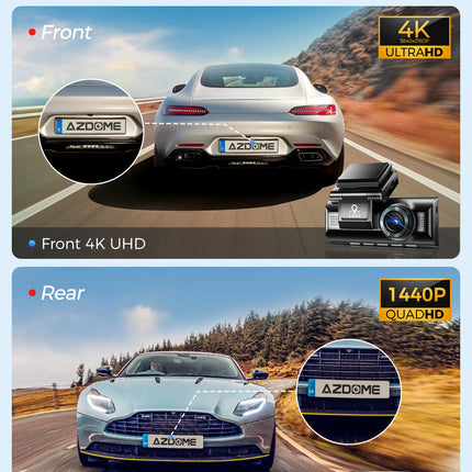 AZDOME M550 Max Dash Cam 3 Channel WiFi GPS 4K+1080P+2.5K Parking Mode 64GB Card