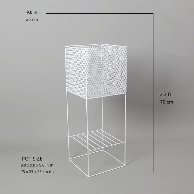 Salma White Raised Metal Pot Planter 2.3’