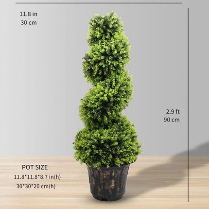 Wales Faux Potted Spiral Boxwood Topiary Plant (Multiple Sizes)