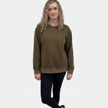 Sienna Maternity and Nursing Crewneck Sweatshirt -Adjustable Side Buttons
