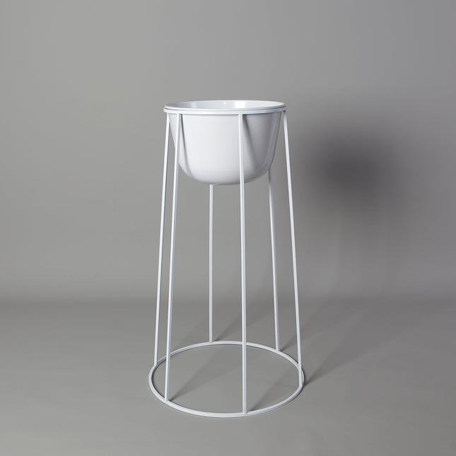 Nura White Raised Metal Pot Planter 2.5’