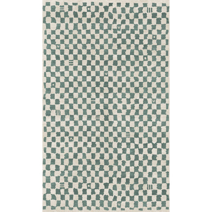 Metro Checkered Slate Green Rug