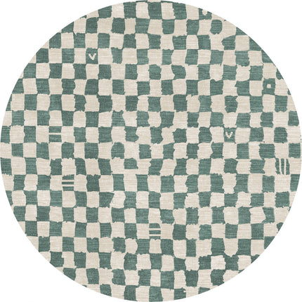 Metro Checkered Slate Green Rug