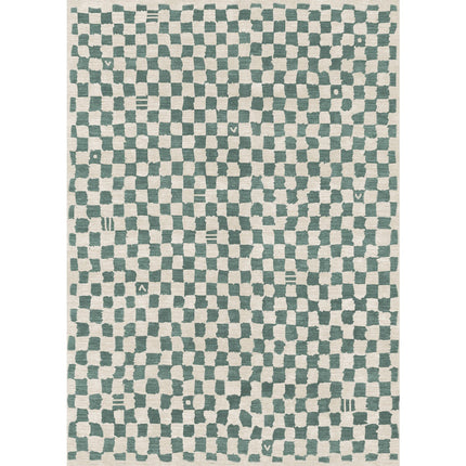 Metro Checkered Slate Green Rug