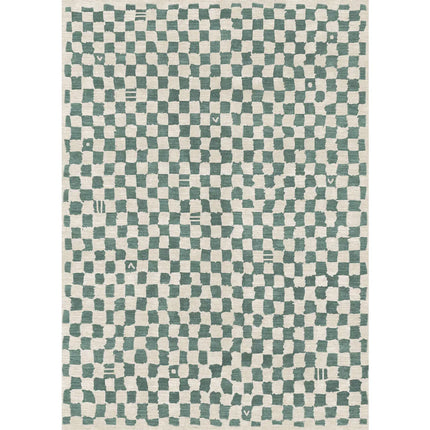 Metro Checkered Slate Green Rug
