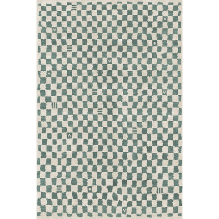 Metro Checkered Slate Green Rug