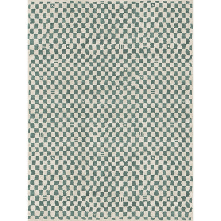 Metro Checkered Slate Green Rug
