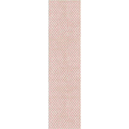 Metro Checkered Malibu Pink & White Rug