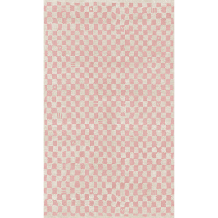 Metro Checkered Malibu Pink & White Rug