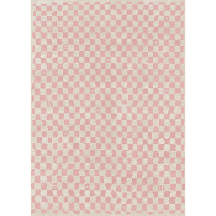 Metro Checkered Malibu Pink & White Rug