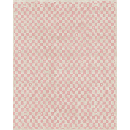 Metro Checkered Malibu Pink & White Rug