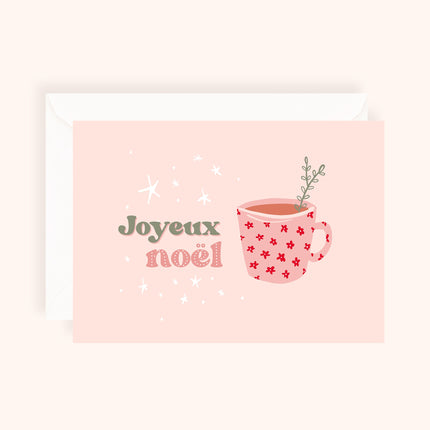 Coffret de 6 cartes de Noël pliées - Tasse de café