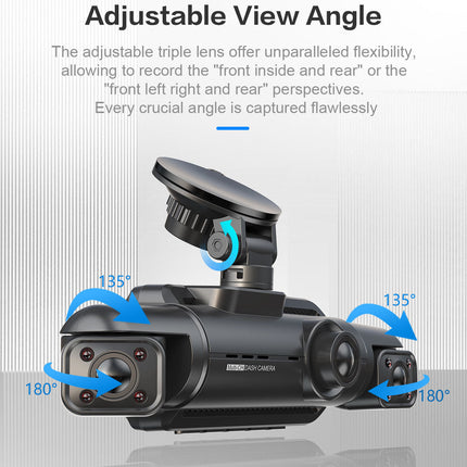 A365 Dash Cam, 4 Channel Camera FHD 1080Px4, Front, Left, Right and Rear, Front and Rear Inside, Built in GPS WiFi, Support 256 GB Max, Free 64GB Card, A365-4CH