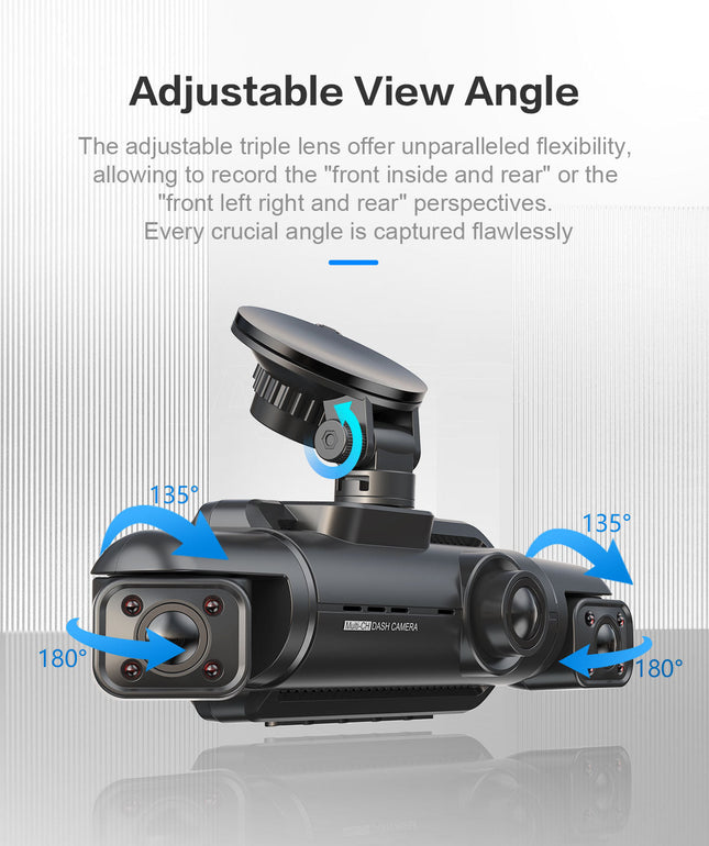 A365 Dash Cam, 4 Channel Camera FHD 1080Px4, Front, Left, Right and Rear, Front and Rear Inside, Built in GPS WiFi, Support 256 GB Max, Free 64GB Card, A365-4CH