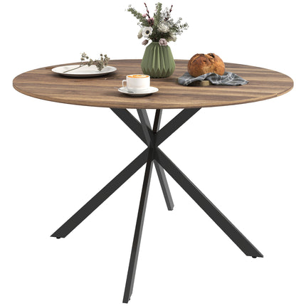 Amory 47" Round Industrial Dining Table with Steel Legs-Dark Brown/Black