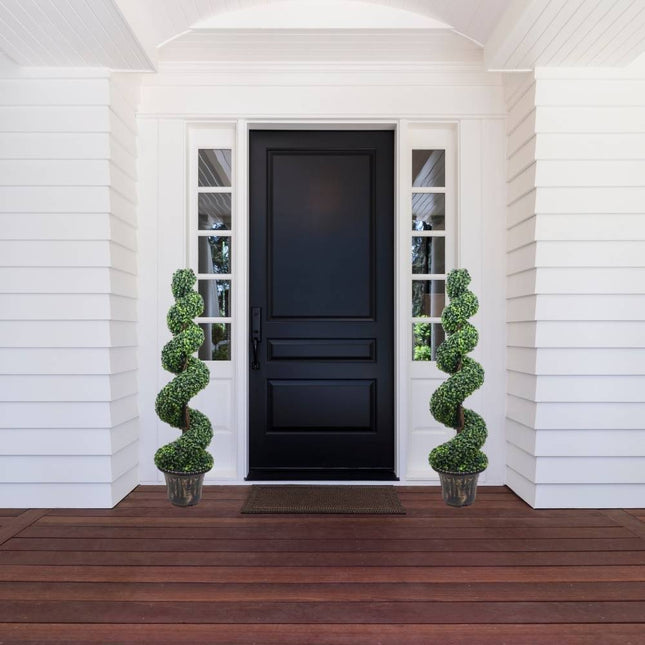 Wells Faux Potted Spiral Boxwood Topiary Plant (Multiple Sizes)