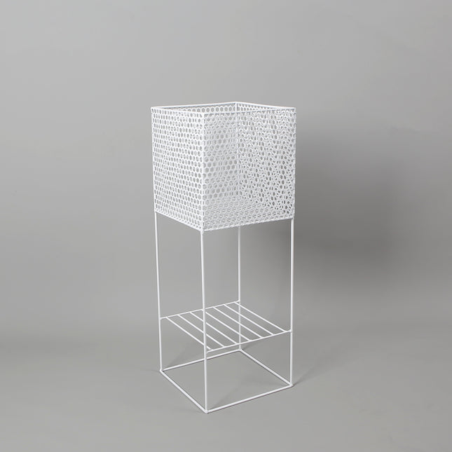 Salma White Raised Metal Pot Planter 2.3’