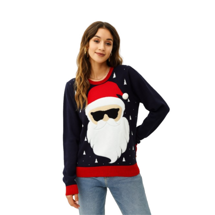 Couple - Smart Santa in Shades Sweater with Pom pom