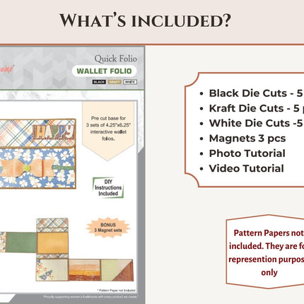 Craftreat Scrapbook Blank Quick Folio - Wallet - Black, Kraft and White