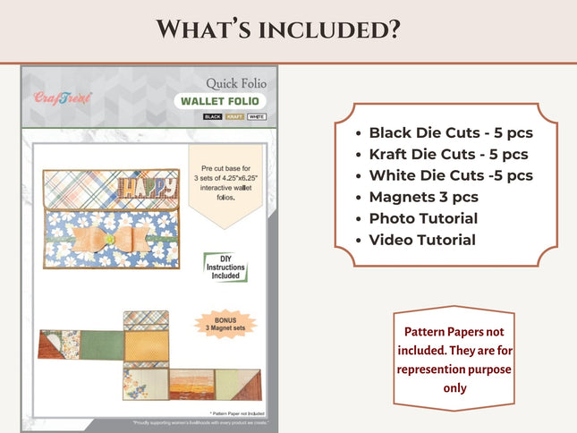 Craftreat Scrapbook Blank Quick Folio - Wallet - Black, Kraft and White