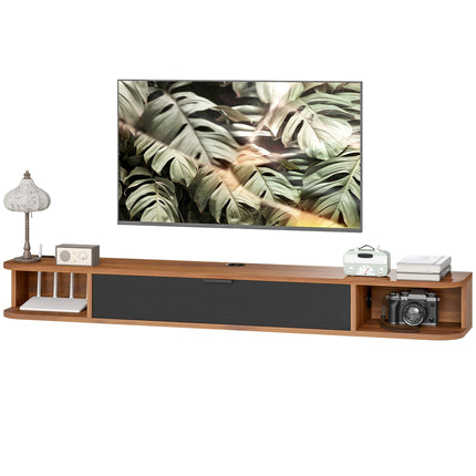 Lennox 55" Floating TV Stand for TVs up to 65" with Flip Drawer-Walnut