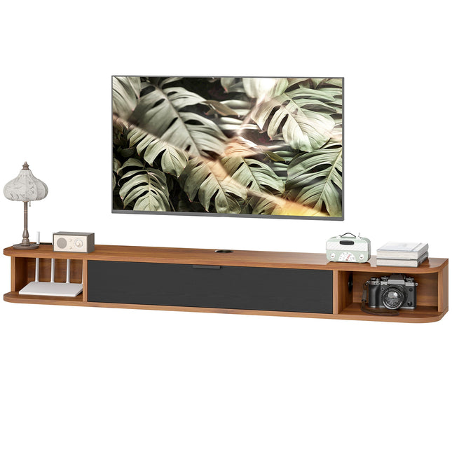 Lennox 55" Floating TV Stand for TVs up to 65" with Flip Drawer-Walnut