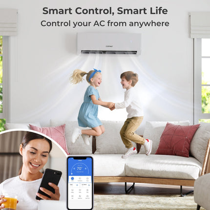 30000 BTU 4 Zone 23 SEER2 Mini Split Air Conditioner Wifi Enabled with Heat Pump-7K + 7K + 7K + 18K