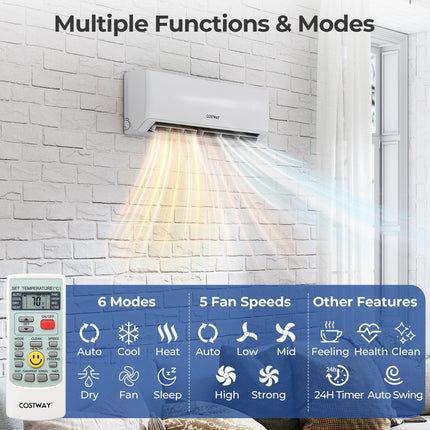 30000 BTU 4 Zone 23 SEER2 Mini Split Air Conditioner Wifi Enabled with Heat Pump-7K + 7K + 7K + 18K