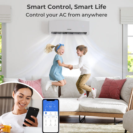 30000 BTU 4 Zone 23 SEER2 Mini Split Air Conditioner Wifi Enabled with Heat Pump-7K + 7K + 7K + 18K