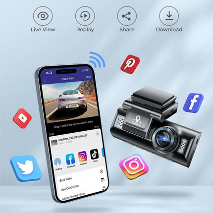 AZDOME M550 Pro 4K 3 Channel Dash Cam 5GHz WiFi GPS Dash Camera Parking Mode 64GB TF Card