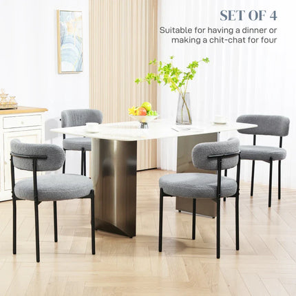 Cruz Modern Dining Chairs with Berber-Fleece Back-Set of 4-Grey