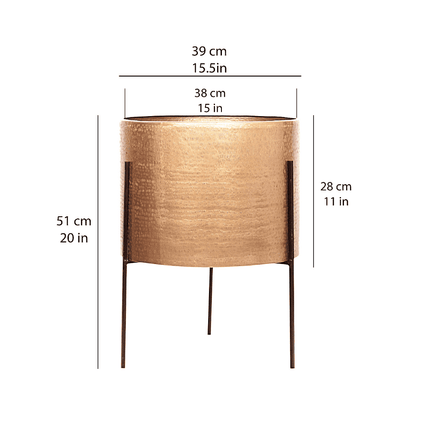 Zoe - Brass Mid-Century Planter With Black Metal Stand
