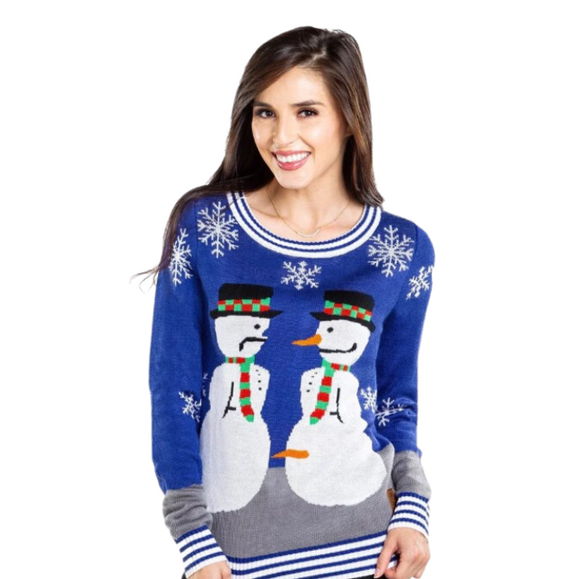 Snowman Nose Thief Blue Christmas Sweater