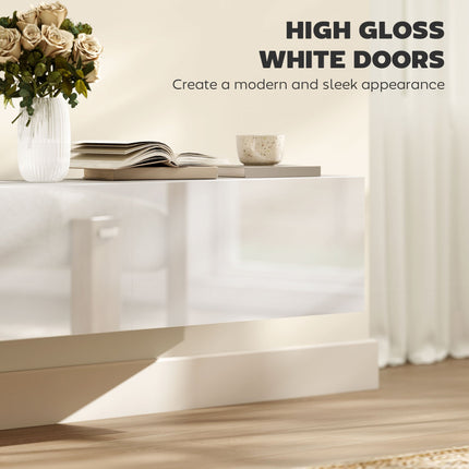 Hunter Floating TV Stand with Storage Cupboards for TVs up to 65 Inches-White