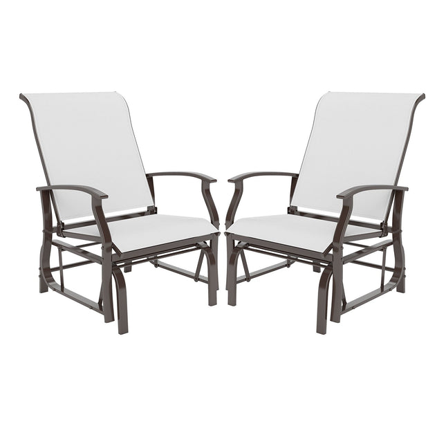 Outdoor Glider Chairs Set of 2 with Ergonomic Backrest and Seat-Beige