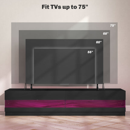 Hart Lighted TV Stand for TVs up to 75"-High Gloss Black